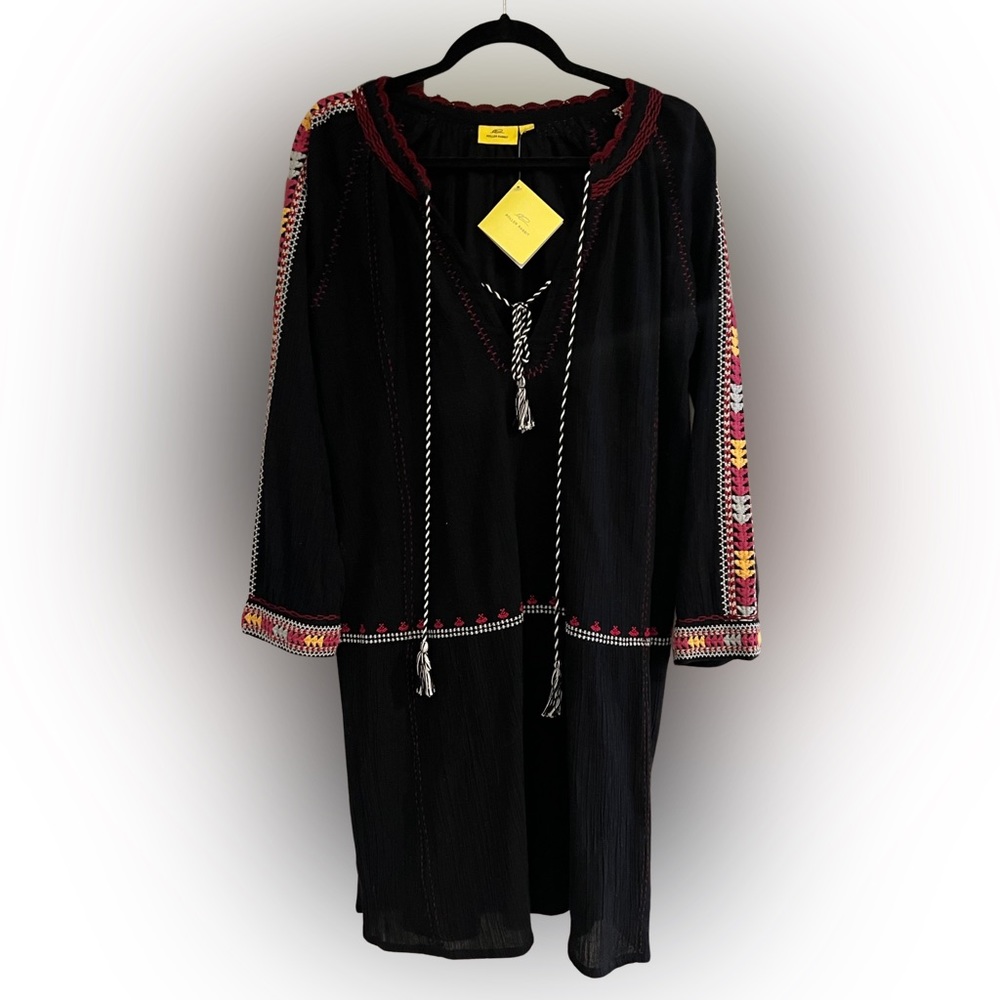 NWT Roller Rabbit summer dress size S great detail 100% cotton black